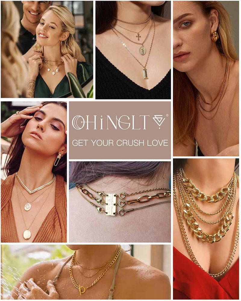 OHINGLT Lucky Necklace Layering Clasp Separator for Stackable,14K Gold and Silver Plated Multiple Necklace Clasps for Women - Image 5